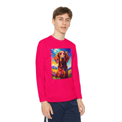 Pup Art Canvas - Kid's Sport Long Sleeve Tee (Irish Setter)