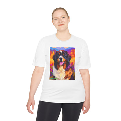 Pup Art Canvas Unisex Moisture Wicking Tee (Bernese Mountain Dog)