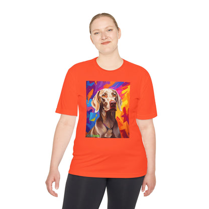 Pup Art Canvas Unisex Moisture Wicking Tee (Weimaraner)
