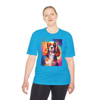 Pup Art Canvas Unisex Moisture Wicking Tee (Cavalier King Charles Spaniel)