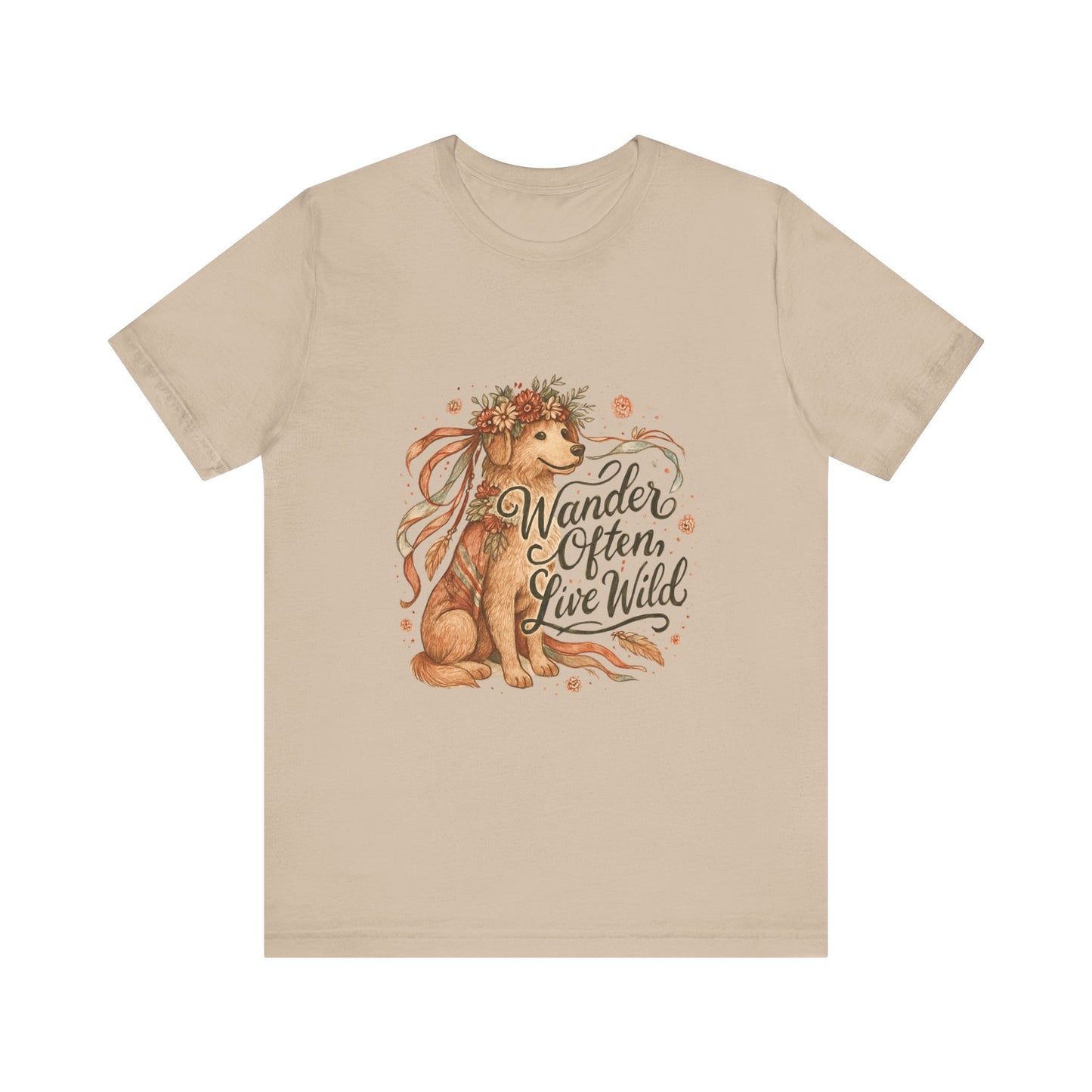 Dogtown Boho Revival Unisex Jersey Short Sleeve Tee (Golden Retriever)