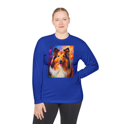 Pup Art Canvas Sport Long Sleeve Tee (Sheltie)