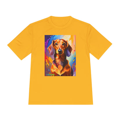 Pup Art Canvas Unisex Moisture Wicking Tee (Dachshund)