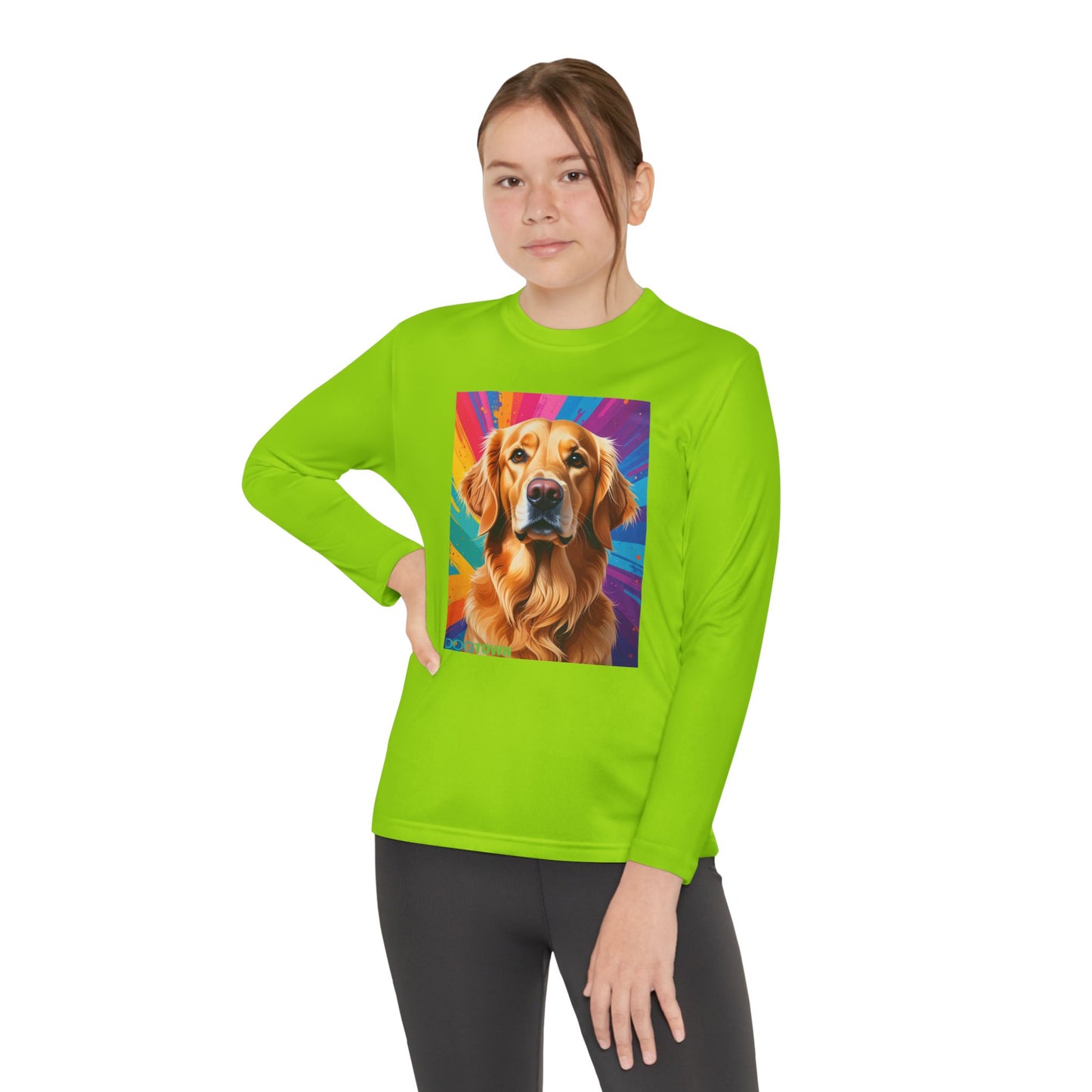 Pup Art Canvas - Kid's Sport Long Sleeve Tee (Golden Retriever)
