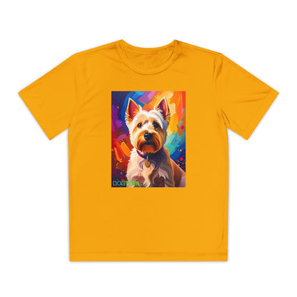 Pup Art Canvas - Kid's Sport Short Sleeve Tee (West Highland White Terrier)