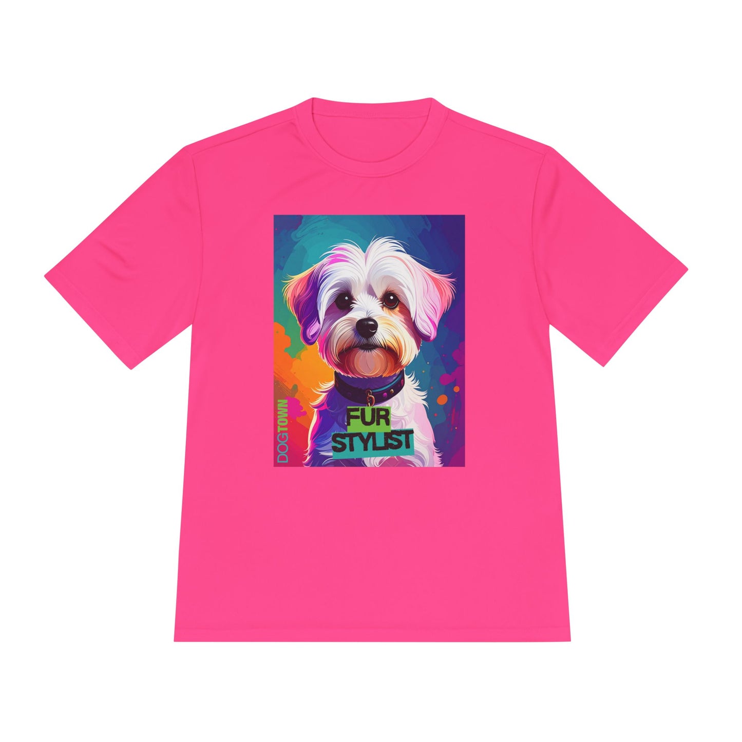Dogtown Fur Stylist Groomer Shirt (Colorful with White Poodle)