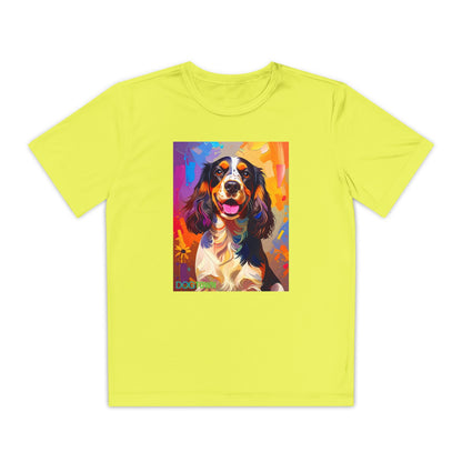 Pup Art Canvas - Kid's Sport Short Sleeve Tee (English Springer Spaniel)