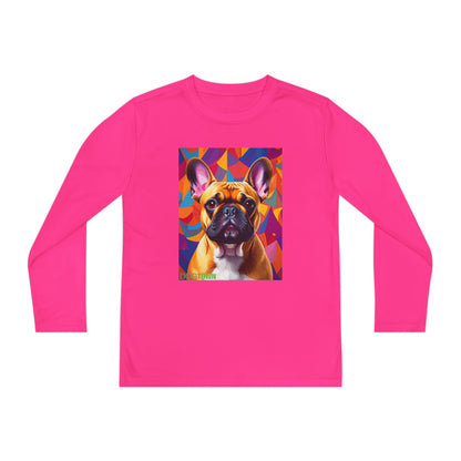 Pup Art Canvas - Kid's Sport Long Sleeve Tee (French Bulldog)