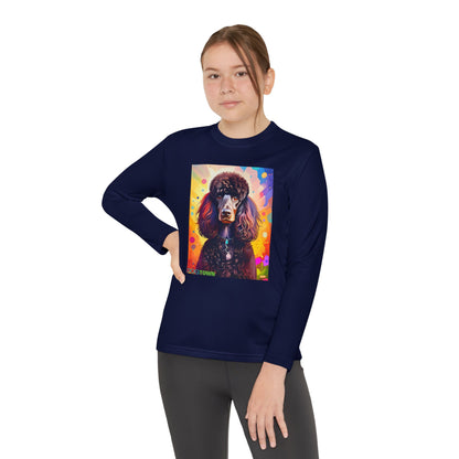 Pup Art Canvas - Kid's Sport Long Sleeve Tee (Standard Poodle)