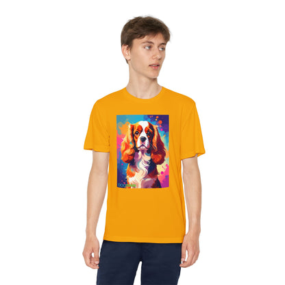 Pup Art Canvas - Kid's Sport Short Sleeve Tee (Cavalier King Charles Spaniel)