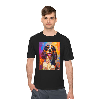 Pup Art Canvas Unisex Moisture Wicking Tee (English Springer Spaniel - 1)