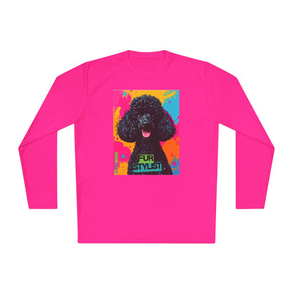 Dogtown Fur Stylist Groomer Long Sleeve Shirt (Colorful with Black Poodle)
