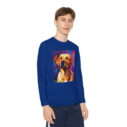 Pup Art Canvas - Kid's Sport Long Sleeve Tee (Yellow Lab)