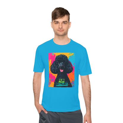 Dogtown Fur Stylist Groomer Short Sleeve Shirt (Colorful with Black Poodle)