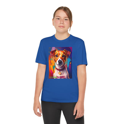 Pup Art Canvas - Kid's Sport Short Sleeve Tee (Jack Russell Terrier)