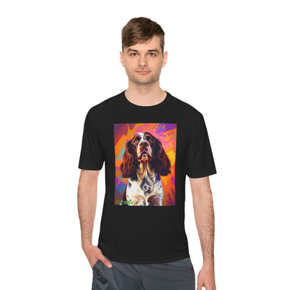 Pup Art Canvas Unisex Moisture Wicking Tee (English Springer Spaniel - 2)