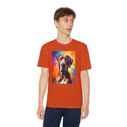Pup Art Canvas - Kid's Sport Short Sleeve Tee (Great Dane)