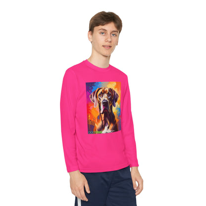 Pup Art Canvas - Kid's Sport Long Sleeve Tee (Great Dane)