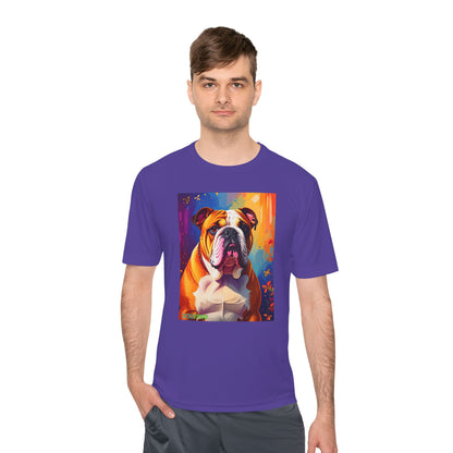 Pup Art Canvas Unisex Moisture Wicking Tee (English Bulldog)