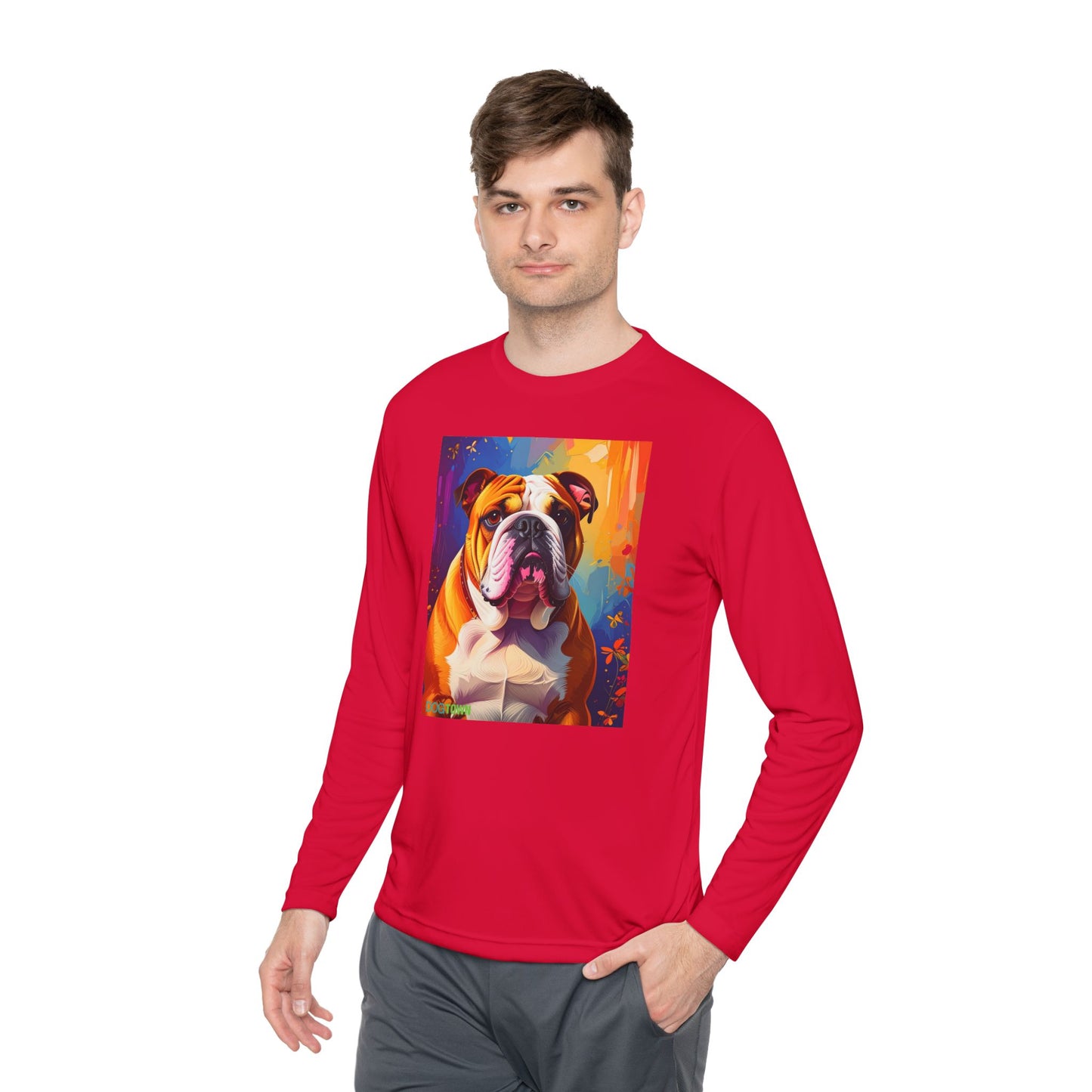 Pup Art Canvas Sport Long Sleeve Tee (English Bulldog)