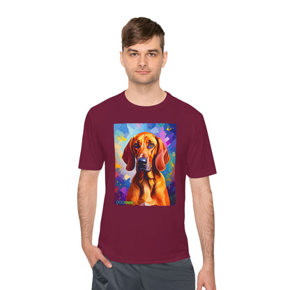 Pup Art Canvas Unisex Moisture Wicking Tee (Redbone Coonhound)