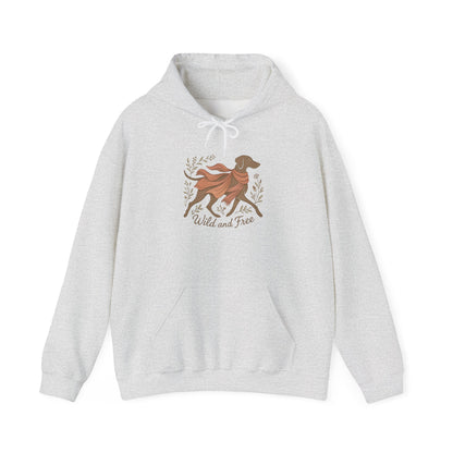 Dogtown Boho Revival "Wild and Free" Unisex Heavy Blend™ Hooded Sweatshirt (Weimaraner)