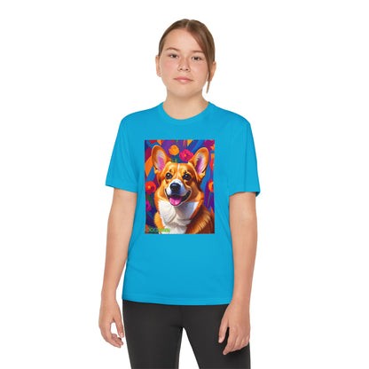Pup Art Canvas - Kid's Sport Short Sleeve Tee (Corgi)