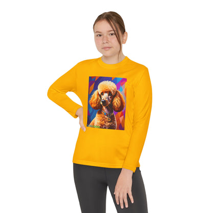 Pup Art Canvas - Kid's Sport Long Sleeve Tee (Toy Poodle)