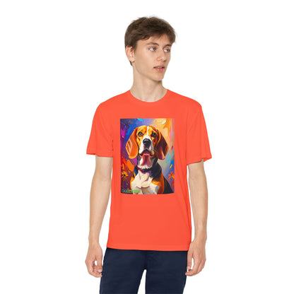 Pup Art Canvas - Kid's Sport Short Sleeve Tee (Beagle)