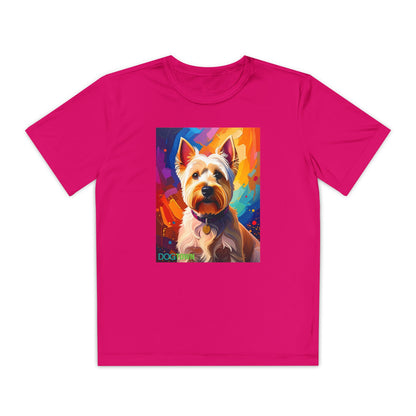 Pup Art Canvas - Kid's Sport Short Sleeve Tee (West Highland White Terrier)