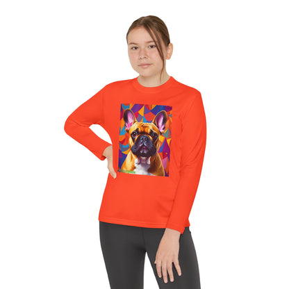 Pup Art Canvas - Kid's Sport Long Sleeve Tee (French Bulldog)