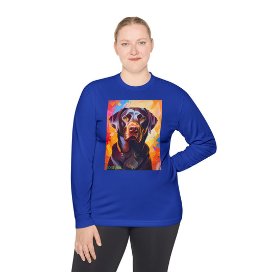 Pup Art Canvas Sport Long Sleeve Tee (Chocolate Lab)