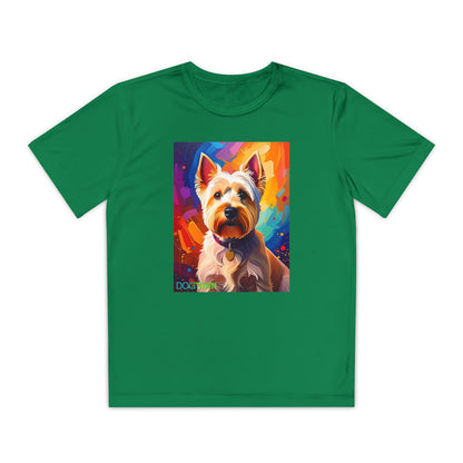 Pup Art Canvas - Kid's Sport Short Sleeve Tee (West Highland White Terrier)