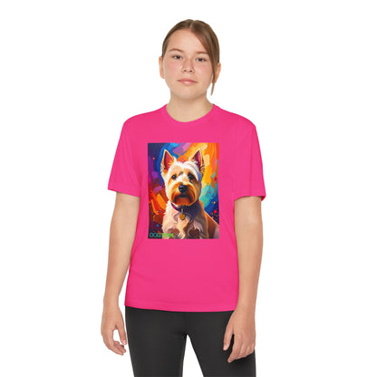 Pup Art Canvas - Kid's Sport Short Sleeve Tee (West Highland White Terrier)