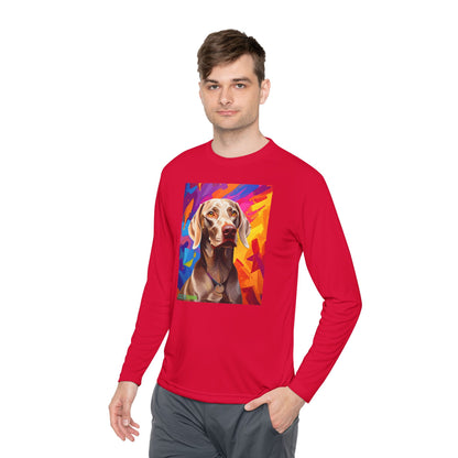 Pup Art Canvas Sport Long Sleeve Tee (Weimaraner)