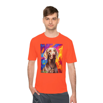 Pup Art Canvas Unisex Moisture Wicking Tee (Weimaraner)