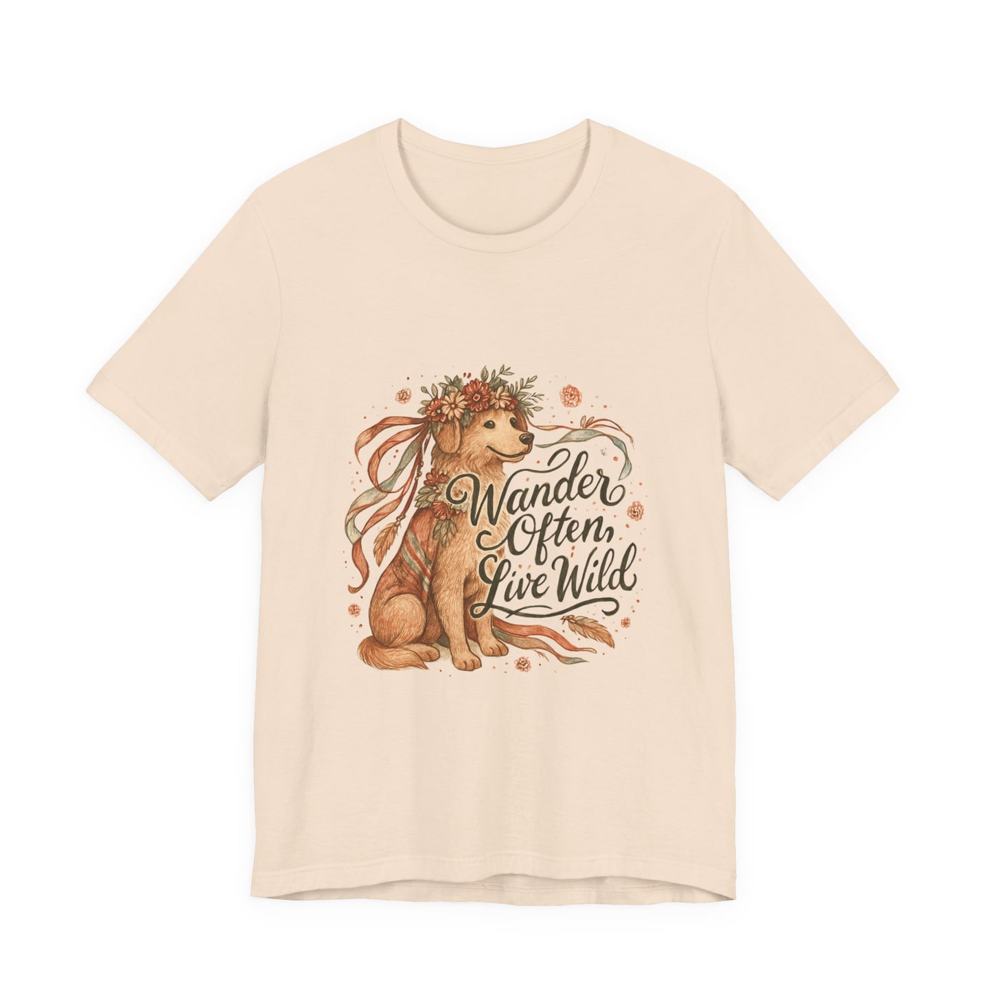 Dogtown Boho Revival Unisex Jersey Short Sleeve Tee (Golden Retriever)