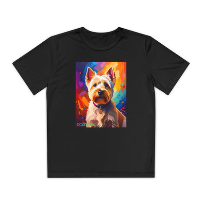 Pup Art Canvas - Kid's Sport Short Sleeve Tee (West Highland White Terrier)