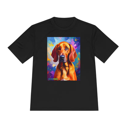 Pup Art Canvas Unisex Moisture Wicking Tee (Redbone Coonhound)