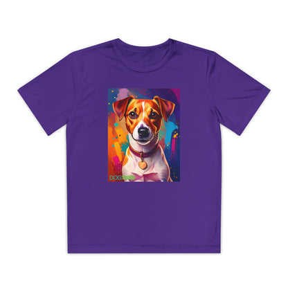Pup Art Canvas - Kid's Sport Short Sleeve Tee (Jack Russell Terrier)