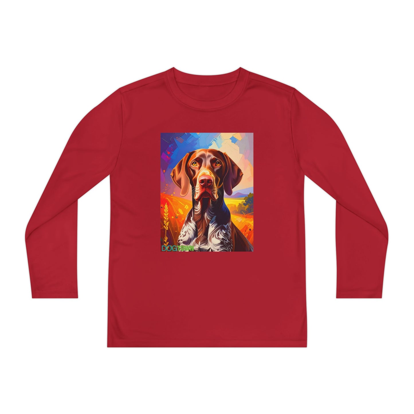 Pup Art Canvas - Kid's Sport Long Sleeve Tee (German Shorthaired Pointer)