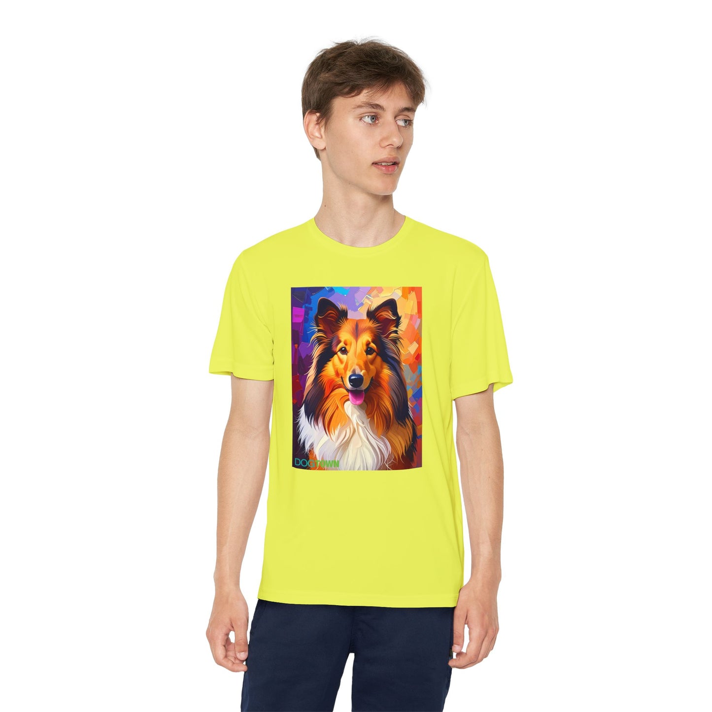 Pup Art Canvas - Kid's Sport Short Sleeve Tee (Sheltie - Shetland Sheepdog)