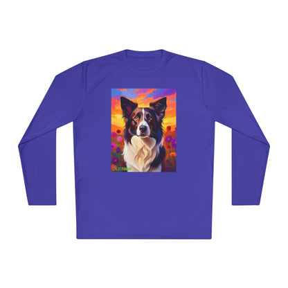 Pup Art Canvas Sport Long Sleeve Tee (Border Collie)