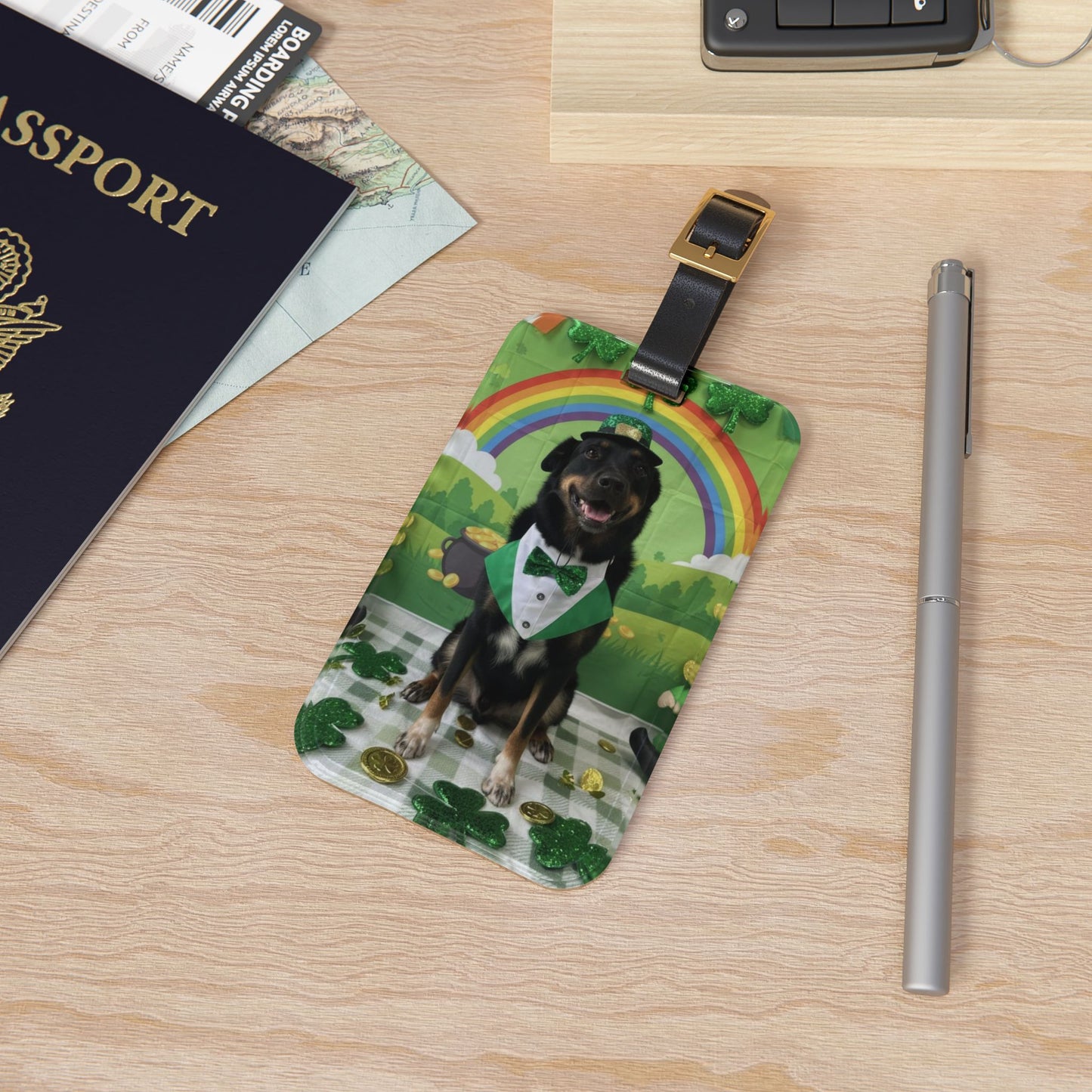 Bix - St. Patrick's Day Dog Luggage Tag