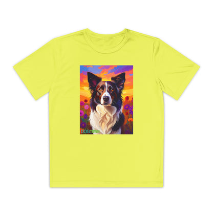 Pup Art Canvas - Kid's Sport Short Sleeve Tee (Border Collie)
