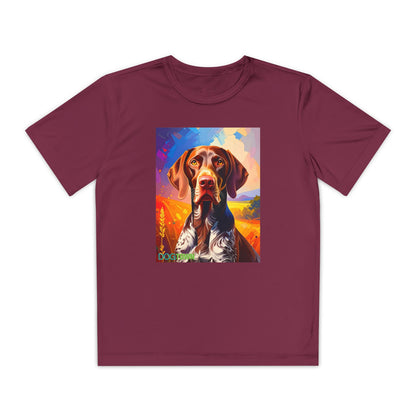 Pup Art Canvas - Kid's Sport Short Sleeve Tee (German Shorthaired Pointer)