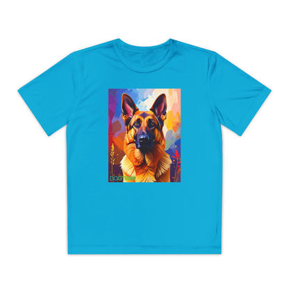 Pup Art Canvas - Kid's Sport Short Sleeve Tee (German Shepherd)