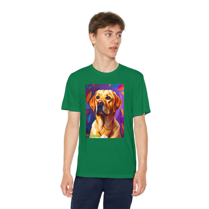 Pup Art Canvas - Kid's Sport Short Sleeve Tee (Yellow Lab)