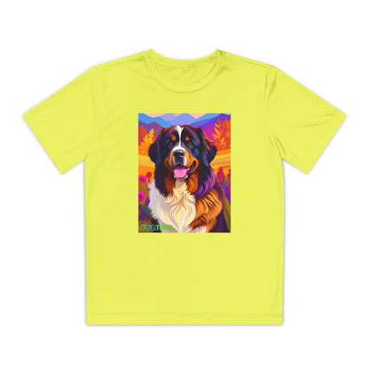 Pup Art Canvas - Kid's Sport Short Sleeve Tee (Bernese Mountain Dog)