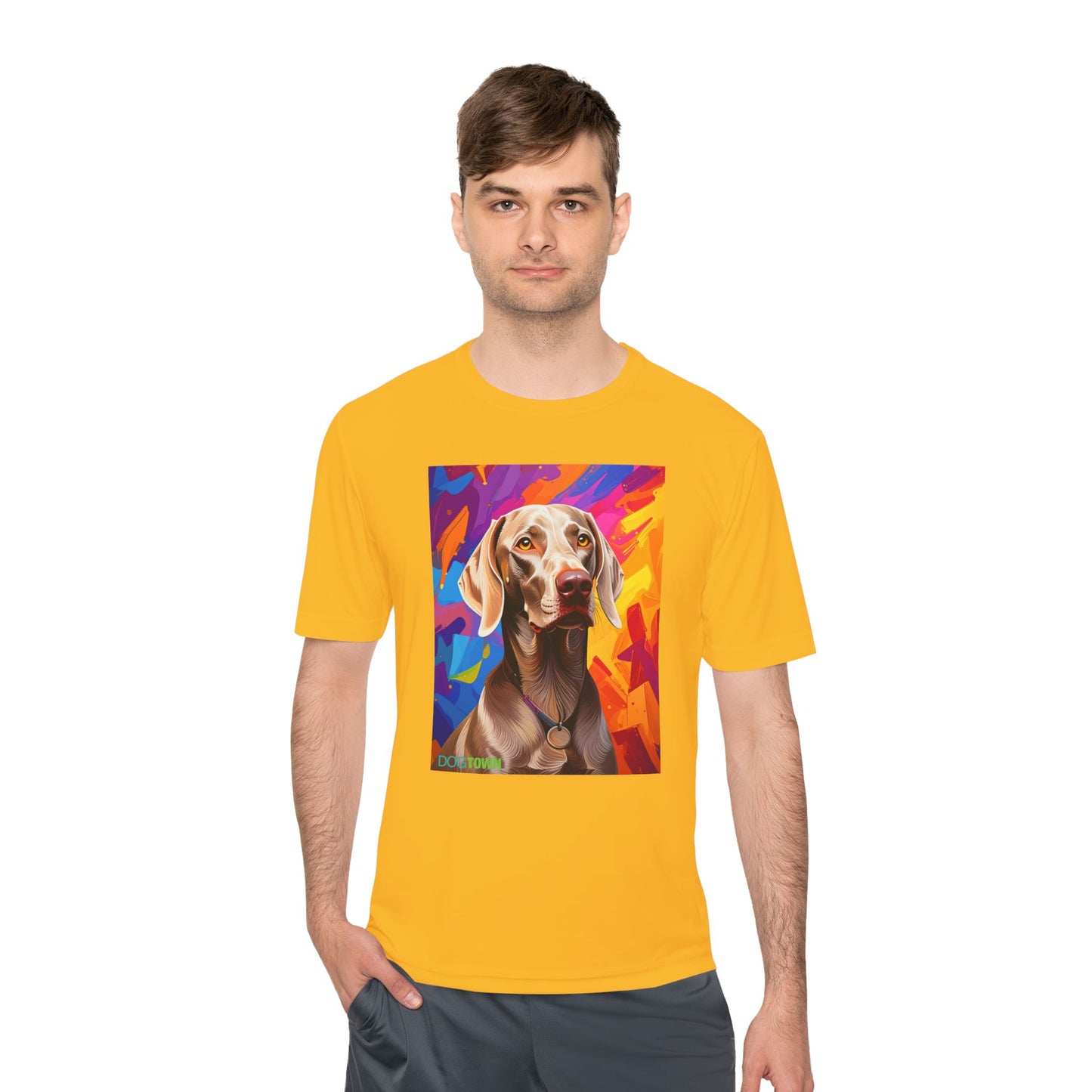 Pup Art Canvas Unisex Moisture Wicking Tee (Weimaraner)
